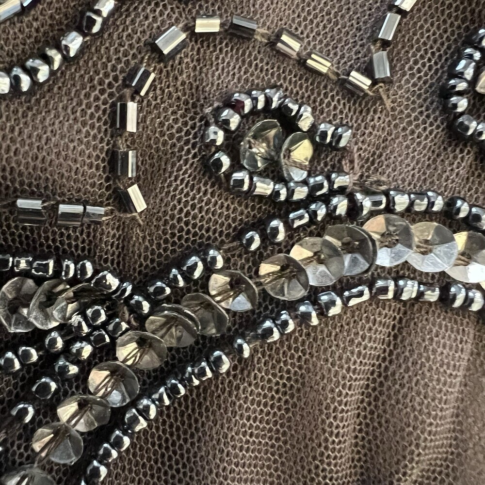 Pisarro Nights Heavily Beaded Mesh Maxi Dress SZ 14 Gatsby Formal Evening Gown - Picture 10 of 16